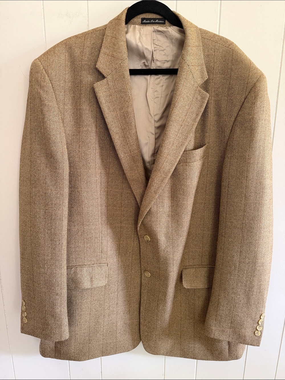 Lauren Ralph Lauren Classic Wool Blazer Coat Herringbone Tweed Plaid Size 48L